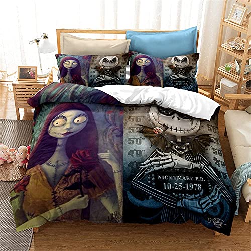 XCMMK Funda de edredón 3D Pesadilla Antes de Navidad Jack y Sally Impresión HD Ropa de Cama Funda...