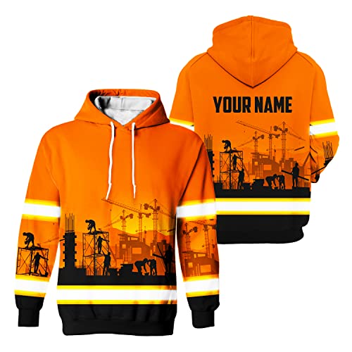 Matedecor High Visibility Hi Vis Hoodie for Men - Jobs Collection Custom Name Class 3 Reflective Safety Workwear