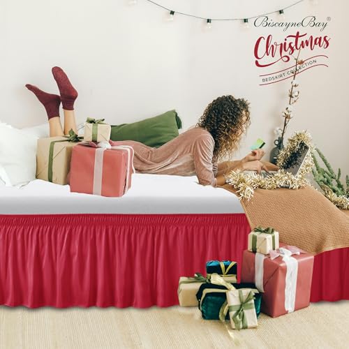 image for Biscaynebay Wrap Around Bed Skirts for Queen Beds with Short Drop of 1