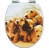 WC Sitz Toilettensitz Toilettendeckel Klodeckel Klobrille Absenkautomatik Deckel Toilettensitz mit Absenkautomatik bequemer Sitzkomfort hochwertige Qualität Holzkern (Hunde)