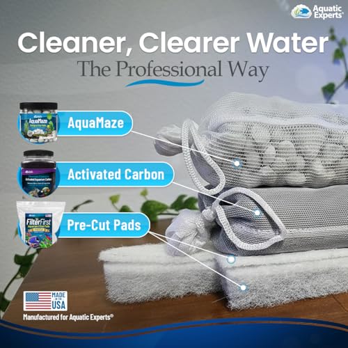 Image of Aquatic Experts FilterFirst + Polishing Pad Combo - Precut Aquarium Filter Floss & Water Polishing Media for Ultra Clear Water - 6 Pack Combo (6 FilterFirst + 6 Polishing Pads), Tidal 110 Compatible