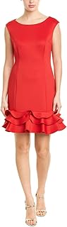 Women's Sleeveless Scuba Dress with Fluttered Ruffle Hem Bottom - Buy now