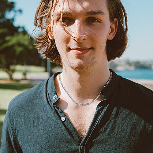 Cross Necklace For Men Women, Mens Necklace Silver Layered Rope Chain Cross Pendant Simple Necklace Jewelry Dainty Cross Chain Necklace For Men Women 18 20 Inch Mens Gifts Chains For Men Women #TOP3