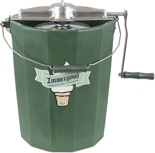 PREMIUM - Máquina de helados Immergood de 8 cuartos de galón - Acero inoxidable - Manivela de mano