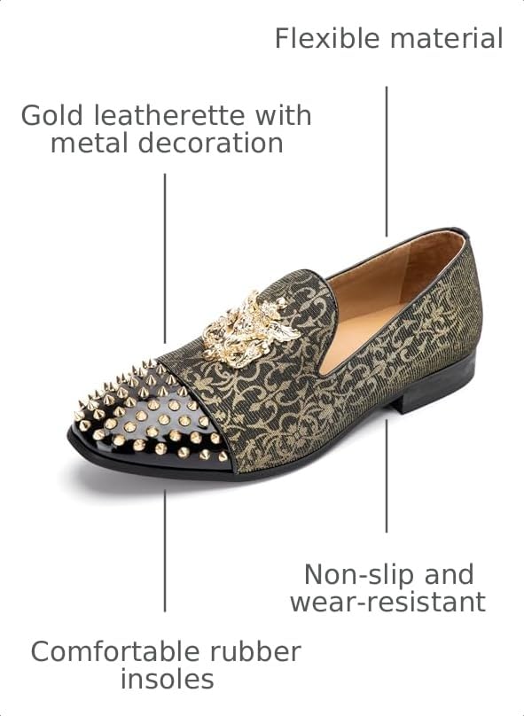 Image of Meijiana Mens Velvet Loafers Dress Shoes with Metal Embellishments Party Luxury Loafer Shoes
