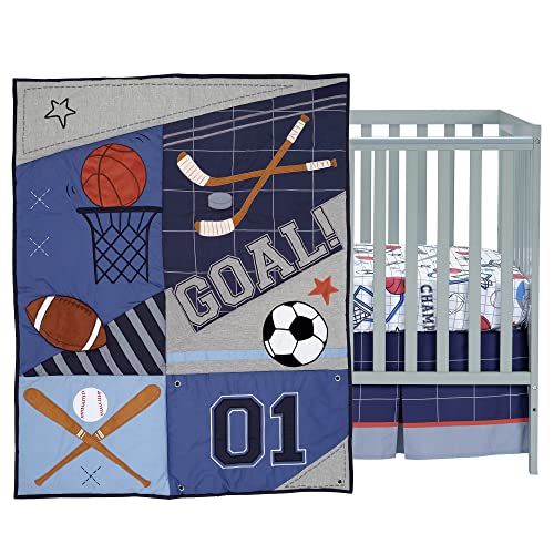 Image of Lambs & Ivy Baby Sports 3-Piece Football /Basketball Baby Crib Bedding Set