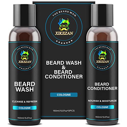Beard Wash & Beard Conditioner Natural Beard Softener Set W/Argan & Jojoba Oils Smooths & Strengthens Beard Growth Christmas Stocking Stuffers Father Day Gifts For Men Him Dad Boyfriend Husband (Cologne) #TOP7