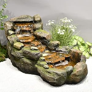 Gardenoutdoorwaterfountain421lfloorstandingtieredrockoutdoorfountainswithledlightsandpumpforgardenbackyarddeckpatioporchandhomeartdecor Urban Country Home Decor Garden outdoor water fountain 421 l floor standing tiered rock outdoor fountains with led lights and pump for garden backyard deck patio porch and home art decor urban country home decor