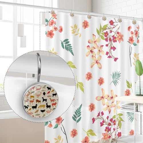 Crochets de rideau de douche acier inoxydable et cristal ronds colorés