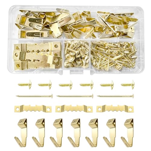 Image of 170-Piece Basic Picture Hanging Kit - Heavy Duty Wall Hooks & Frame Hangers Set with Nails and Screws for Home Decor