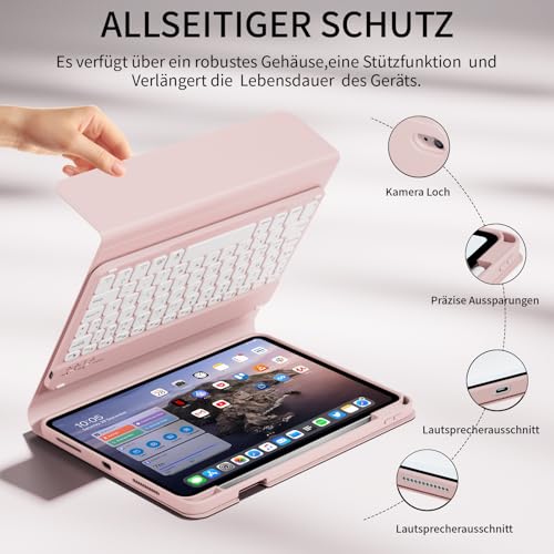 GKABXY Hülle mit Tastatur für iPad A16 11/10 Generation 2025/2022, 11/10.9" – Ansicht 4