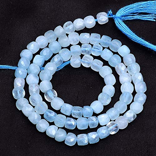 Aquamarine perles cubiques 4mm de pierres naturelles pour concevoir des cadeaux uniques