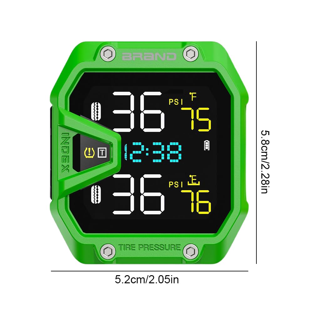 Motocyklowy wodoodporny monitor ciśnienia w oponach IP65 (zielony zewnętrzny)