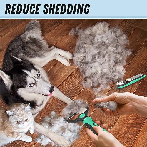 image for Docrok Pet Grooming Brush and Metal Comb Combo, Cat Brush Dog Brush fo