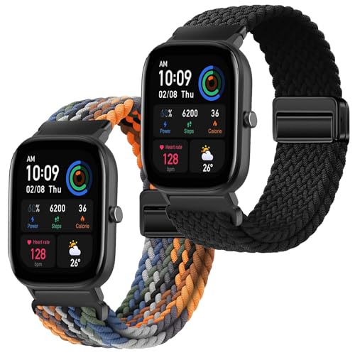 Gittos Elastische Geflochtene Armband 20mm für Amazfit GTS/GTS2/2e/GTS3/GTS 4/GTS4 Mini/GTR Mini/GTR 42mm/Amazfit Active/Bip/Bip U/BipU Pro/Bip 3/Bip 3Pro Damen Herren