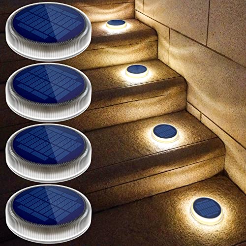 Upgraded Solar Deck Light Outdoor Step Light Waterproof LED IP68, Wireless Solar Step Light Outdoor Solar Panel 3.5 in Solar Light for Step, Anti-Press Solar Outdoor Light for Stair-Warm White(4 Pack) Upgraded Solar Deck Light Outdoor Step Light Waterproof LED IP68, Wireless Solar Step Light Outdoor Solar Panel 3.5 in Solar Light for Step, Anti-Press Solar Outdoor Light for Stair-Warm White(4 Pack)