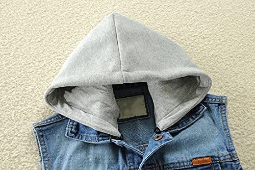 Cromoncent Boy's Hooded Sleeveless Denim Vest Outerwear Jackets4