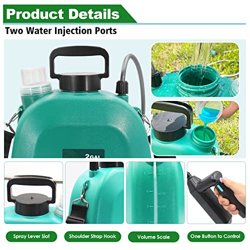 SideKing Battery Powered Sprayer 2 Gallon, Upgrade Powerful Electric Sprayer with 3 Mist Nozzles, Retractable Wand, Rechargeable Handle, Garden Sprayer with Adjustable Shoulder Strap for Lawn & Garden