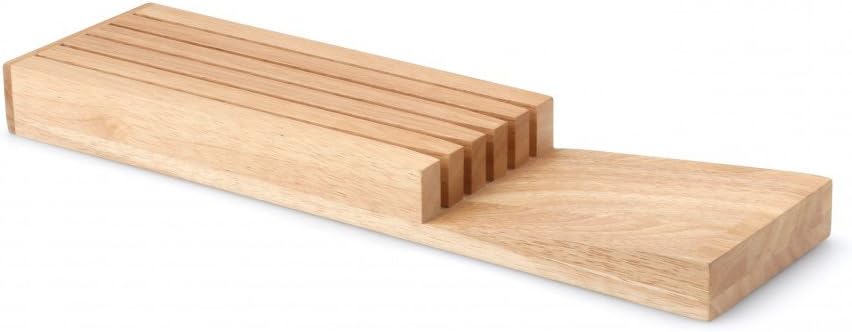 Block for Drawer Rubber Wood for 5 Knifes, Light Brown, One Size, Kitchen Accessories