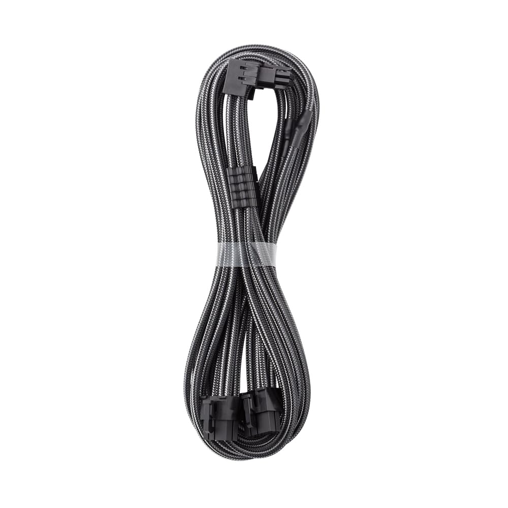 CableMod E-Series Pro ModMesh Sleeved 12V-2x6 12VHPWR 90° StealthSense PCIe Cable for EVGA G/G+ / P/P+ / T - Variant A (Carbon, 16-pin to Dual 8-pin, 60cm)