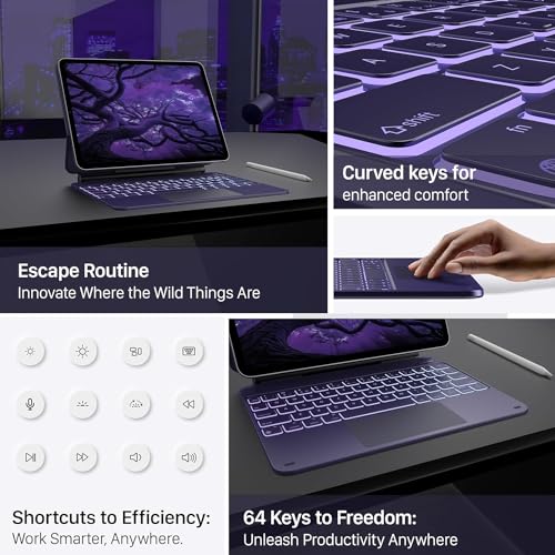 Image of typecase Edge for iPad Air 11 (M4 2026 / M3 2025 / M2 2024), Air 5th /4th & Pro 11 (4th /3rd /2nd /1st), 11-Color Backlit & Touchpad,Magic Floating Keyboard (NOT for 10th /A16 /Pro 11 (M5 /M4)-MN Amethsyt26