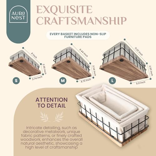 Metal-Baskets-for-Organizing-Set-of-3-Black-Metal-Basket-with-Liner-Wooden-Decorative-Baskets-for-Home-Decor-Bathroom-Decor-Kitchen-Decor-Wooden-Baskets-Wire-Basket-with-Liner Metal Baskets for Organizing Set of 3 Black Metal Basket with Liner Wooden Decorative Baskets for Home Decor Bathroom Decor Kitchen Decor Wooden Baskets Wire Basket with Liner