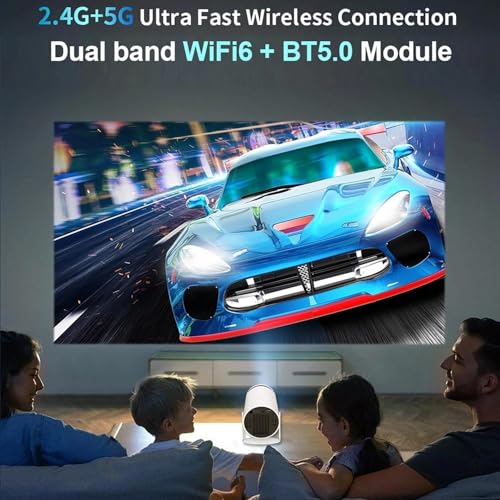 Image of Mini Portable Projector 4K - 200 ANSI Smart Projector with WiFi 6, BT 5.0, 130 Inch, Video Projector 180 Degree Flip Auto Keystone