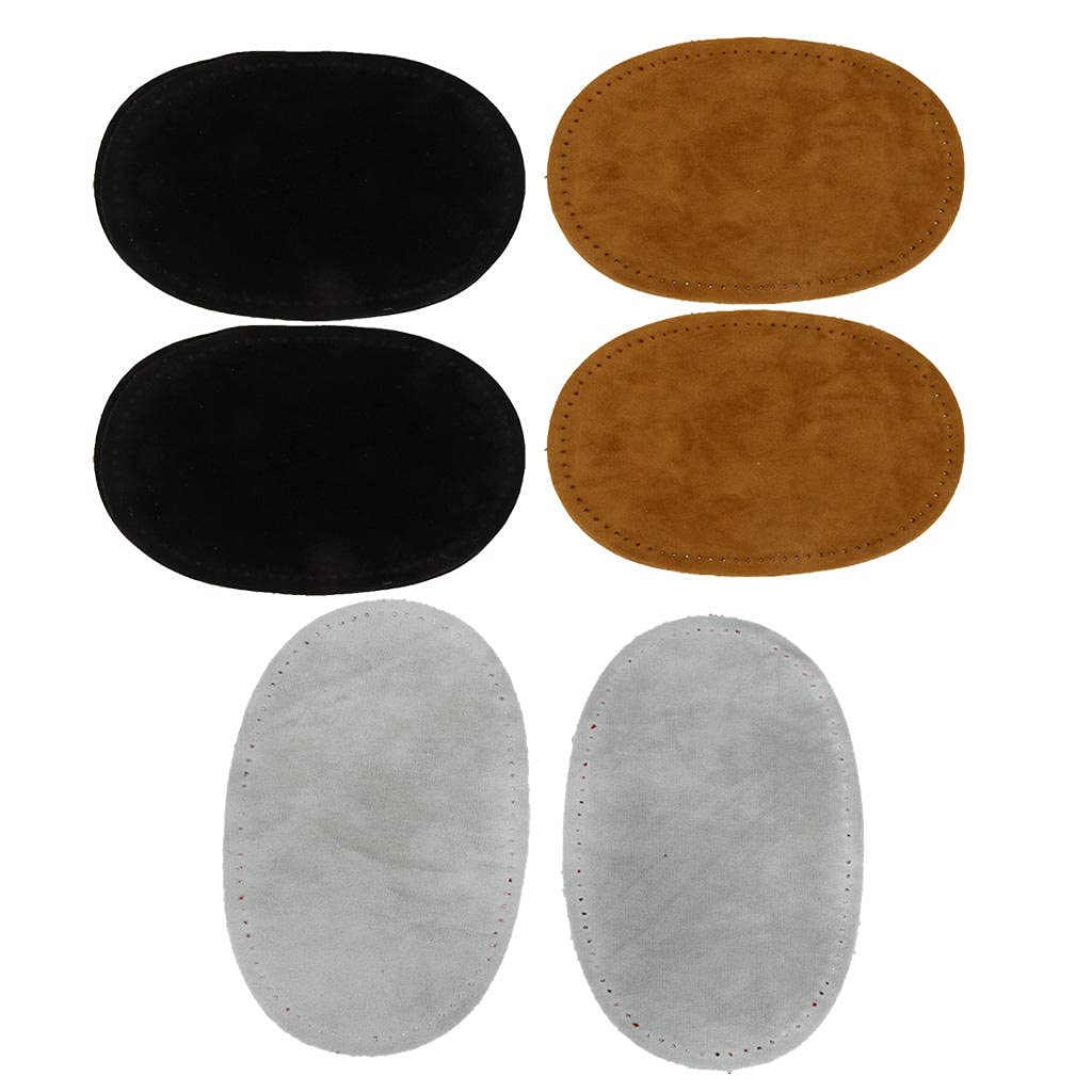 Lot De 3 Paires De Coudières En Daim à Coudre - Marron, Brun Clair, Bleu