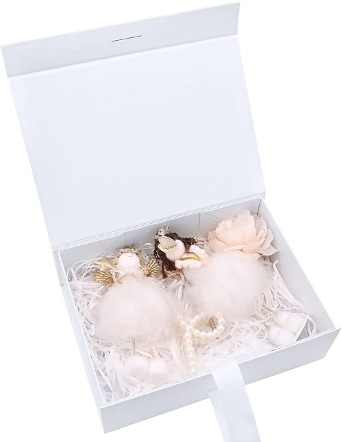 Luxury Premium Gift Boxes,Magnetic Present Boxes with Lids Rectangle Presentation Box with Ribbon Gift Packaging Decorative Box Magnetic Gift Box for Birthday Wedding (23 x 17 x 7cm, White)