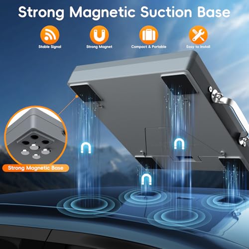 Image of For Starlink Mini Magnetic Mount with Protective Case , 2 in 1 Satellite Dish Mounting Kit with 200lbs Magnet Bases Handle Shoulder Strap Carrying Portable Full Cover for RV Car Truck Boat Road Trip
