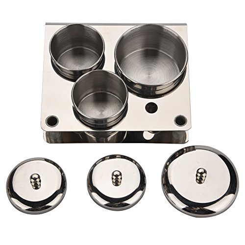 Set de 3 recipientes de acero inoxidable para polvo y líquido de uñas miniatura 3
