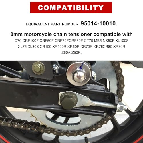 Image of 2 PCS Motorcycle Chain Adjuster Tensioner, Chain Axle Adjusters Replacement, 95014-10010 Replace Part for XR50R XR70R CRF80F CT70 XL75 XL80S XL100S, Motorcycle Accessories