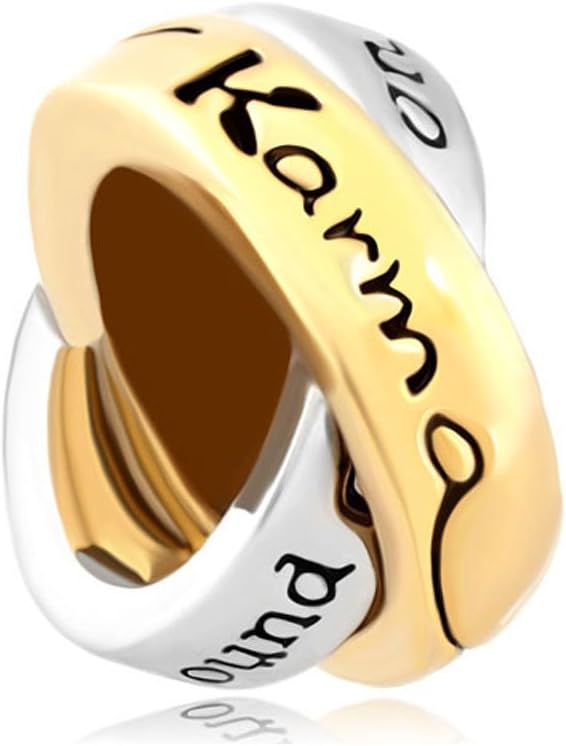 Joshua Home Jewelry What Goes Around Comes Around Engraved 'Karma'Crossed Rings Beads For Bracelet
