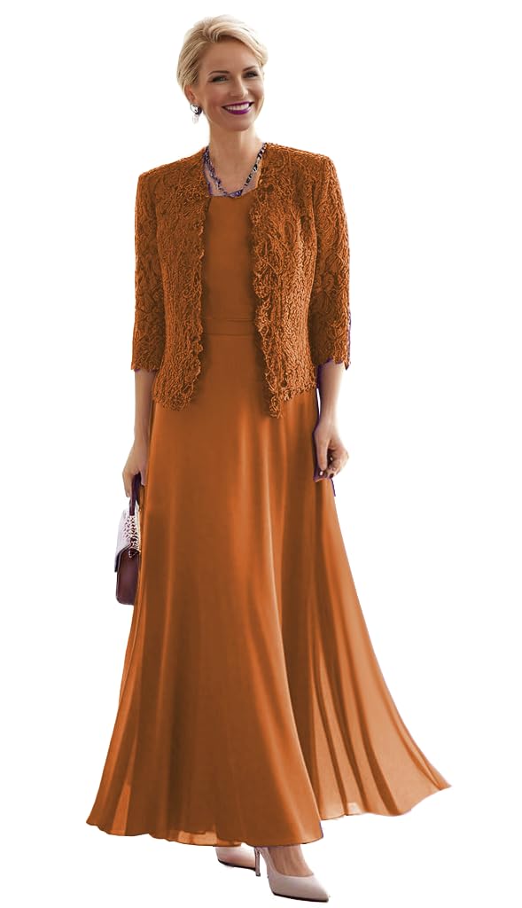 2 Pieces Mother of The Bride Dresses Laces Mother of The Groom Dress 3 4 Sleeve Long Formal