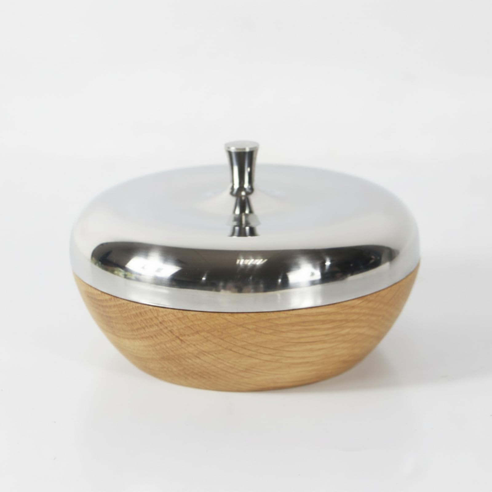 Snackschale mit Deckel Rund Servierschale mit Deckel Modern Aufbewahrungsdose Holzoptik für Wohnzimmer, Kaffeeecke, 16×16×17cm