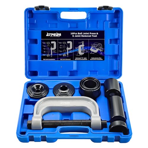 ATPEAM 4 in 1 Kugelgelenk Abzieher Set mit C-Bügel, 10tlg Traggelenk Abzieher für Autos, SUVs und LKW, Universelles Querlenker Werkzeug für Radnaben und Kreuzgelenke