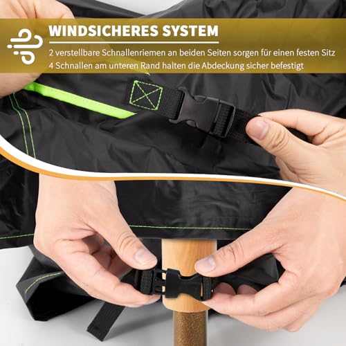 BEEWAY Gartenmöbel Abdeckung Wasserdicht V2.0 150x90x73cm, Schutzhülle Abdeckplane für Gartentische Terrassenmöbel Möbelsets - 420D Oxford Gewebe, Anti-UV, Winterfest