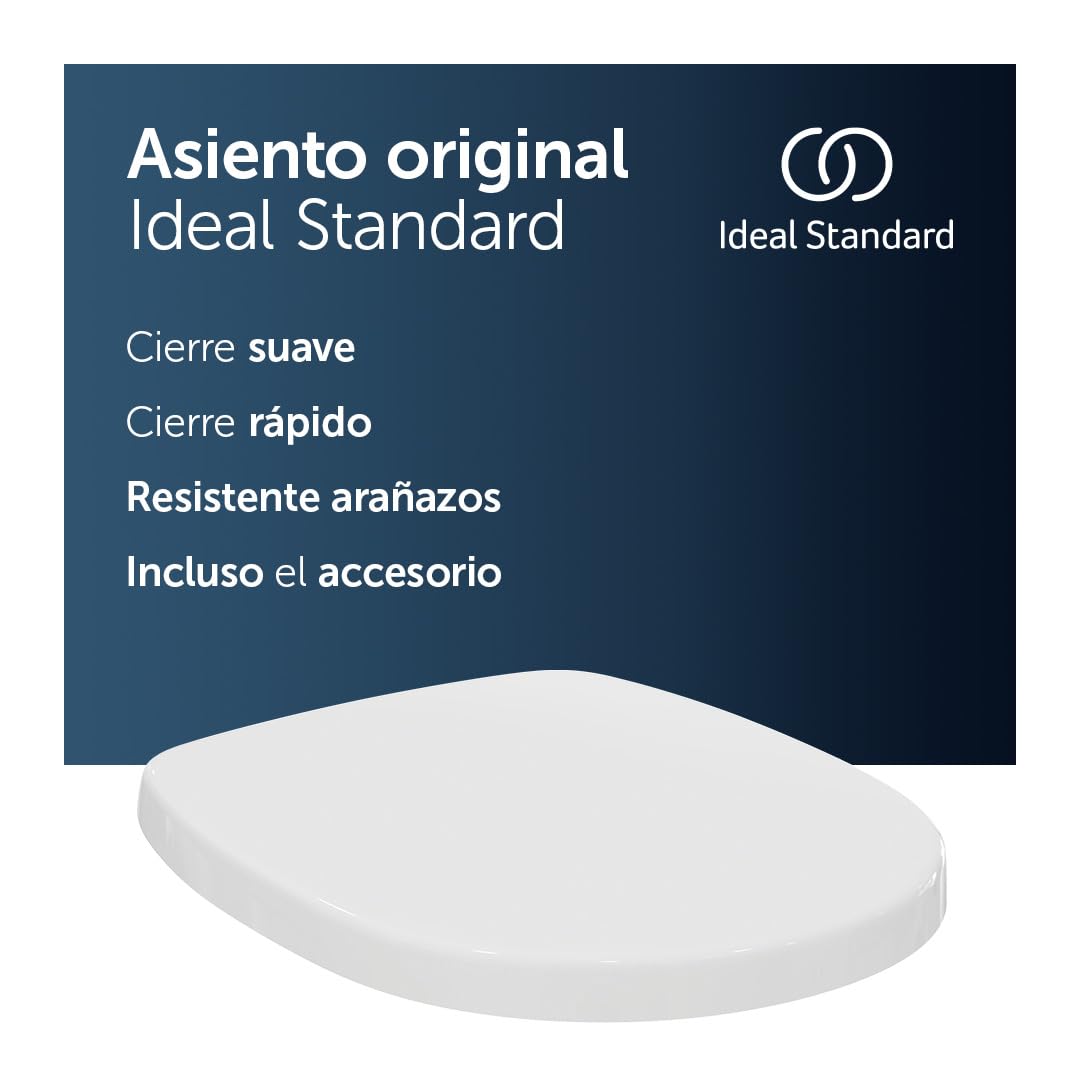 Ideal Standard Connect asiento WC con SoftClose, envolvente, Blanco (Alpin) | Asiento de inodoro extraíble con cierre suave (Softclose) y bisagras de acero inoxidable robustas, E712701