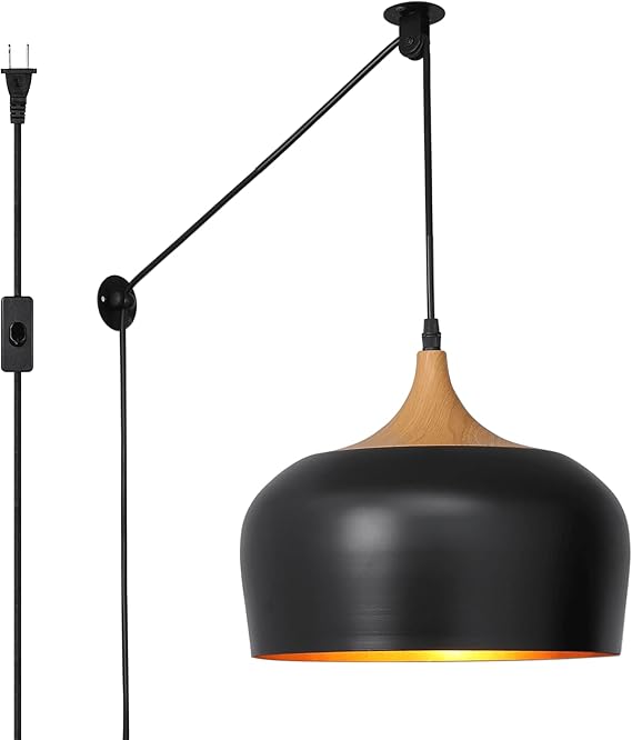 Plug in Pendant Light Modern Hanging Light Fixture with 16.4ft Cord On/Off Switch for Kitchen ...