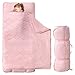 Tufted Toddler Nap Mats for Preschool Daycare Girls Pink Jacquard Tufts Kids Sleeping Mats Toddler Slumber Bag Nap Pad with Removable Pillow for Girls Boys Kindergarten Sleepovers Travel and Camping