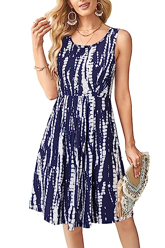Image of KILIG Women Soft Casual Beach Sundress Floral Pleated Vintage Tank Dress 2026