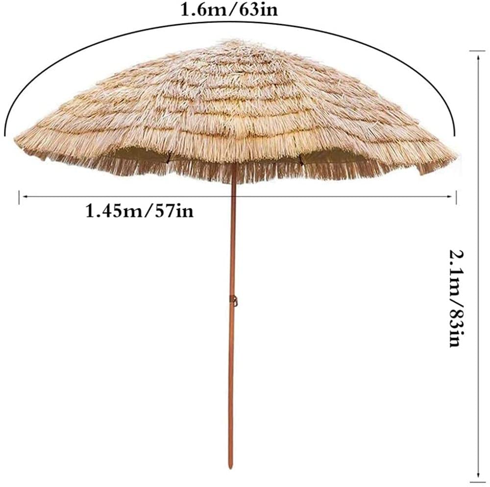 XJBTBA Parasole ogrodowe Okrągły parasol ogrodowy Parasol pokryty strzechą z korbką Patio Parasol zewnętrzny Ochrona Uv Osłona przeciwsłoneczna Schronienie Solidne i