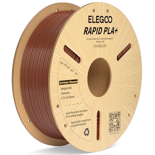 ELEGOO Rapid PLA Plus Filament 1.75mm Brown 1KG PLA+ 3D Printer Filament Up to 600 mm/s High Speed Printing Dimensional Accuracy +/- 0.02 mm 1kg Cardboard Spool(2.2lbs)