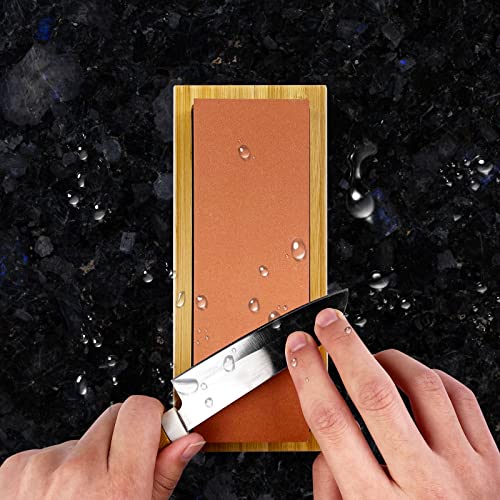 Miniatura 2 de Uootach Piedra De Afilar, 1000 6000 Grano Afilador De Cuchillos, Piedra De Amolar Profesional Dos En Uno Con Base De Bambú Antideslizante, Tapete Antideslizante De Silicona Y Locador