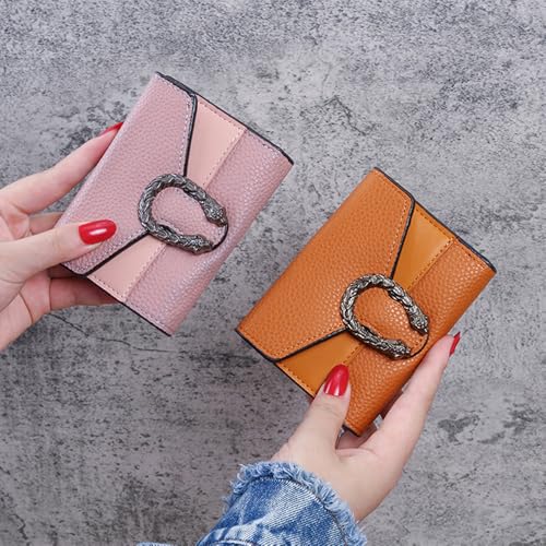 Short Leather Purses Patchwork Money Clip Tri-fold Multi-Card Card Case2