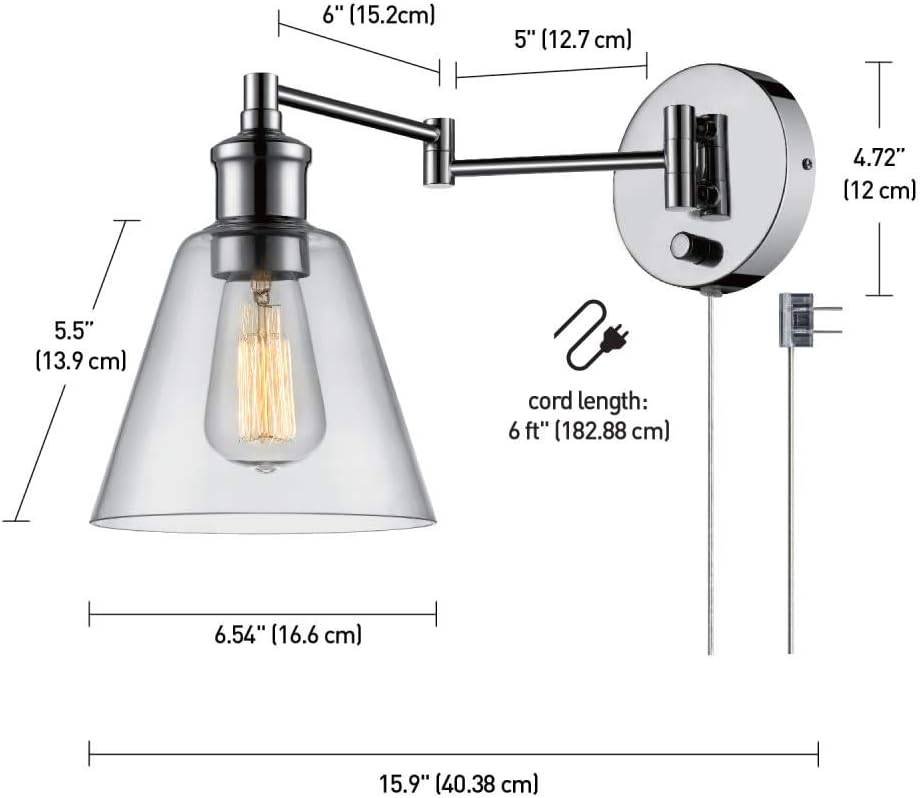 LeClair 9.5'' Chrome Industrial Wall Sconce with Clear Glass Shade