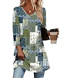 OFEEFAN Vacation Outfits For Women Boho Tops Tunics Or Tops To Wear With Leggings Floral 13 L