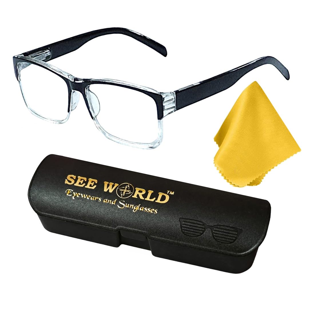 SEE WORLD Full Rim Frame Reading Eye Glasses Light Wt. with Eye Protection and No Eye Strain with Hard Case & Cleaning Cloth, Colors-Black, Blue, Brown, Purple,Violet-image-24
