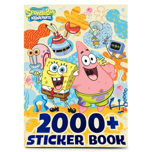 Horizon Group USA Sticker Book with Large and Small Sizes Kids Stationary for Water Bottle Notebooks and Party Favors 2000+ Spongebob Squarepants