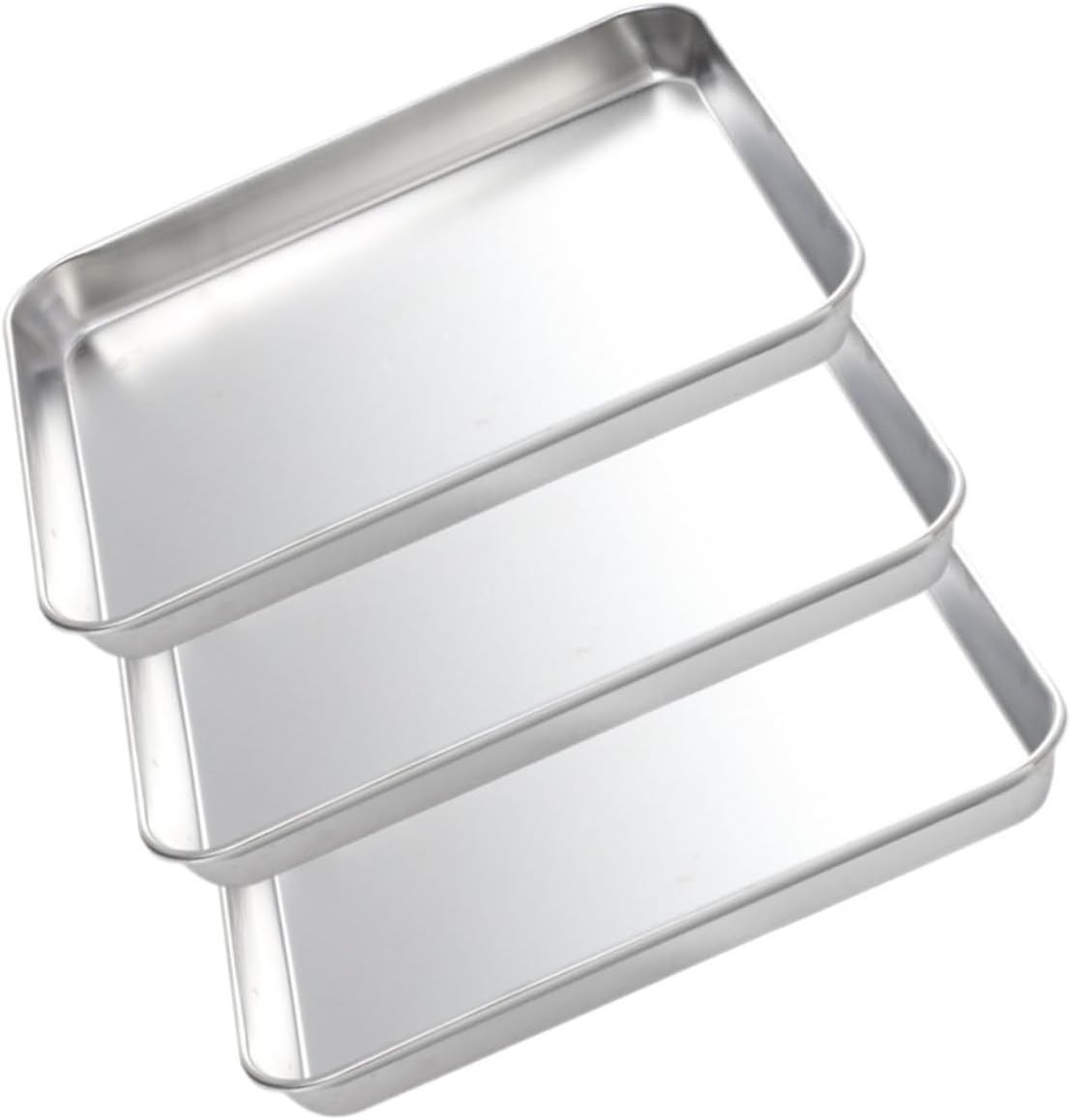 3pcs Stainless Steel Oven Pan Lightweight Baking Tray for Cookies Bbq and Desserts Rectangular Design Fruits and Snacks